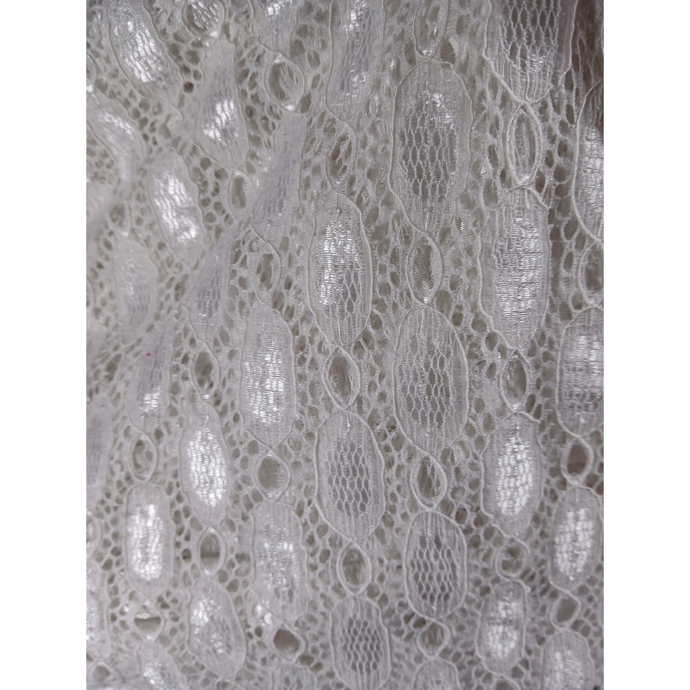 White Lace Kimono Wrap. One Size.Fringe Trim Boho Festival Beach Duster Cover-up - Picture 6 of 7
